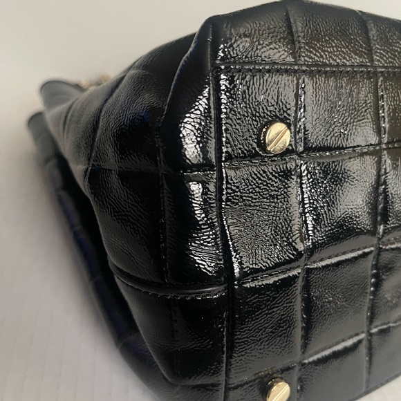 Tory Burch Black Quilted Patent Leather Marion Tote Bag - Picture 5 of 11